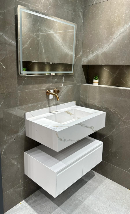 مغسلة بورسلان+مراة مضيئة